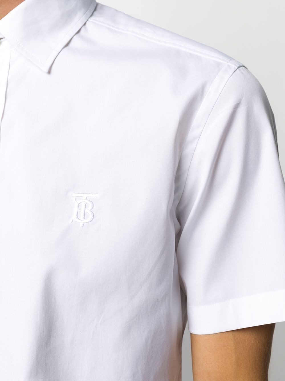 Shop Burberry Embroidered Tb Monogram Shirt In White