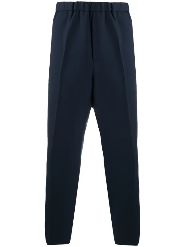 elastic waist tapered trousers