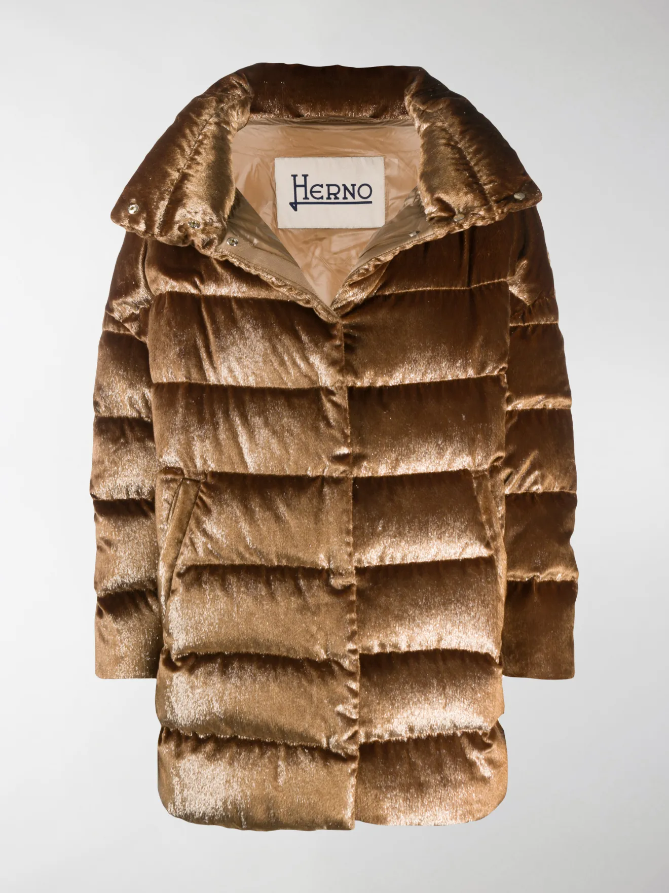 Herno velvet padded jacket brown | MODES