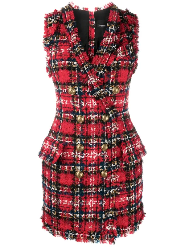 red sleeveless blazer dress