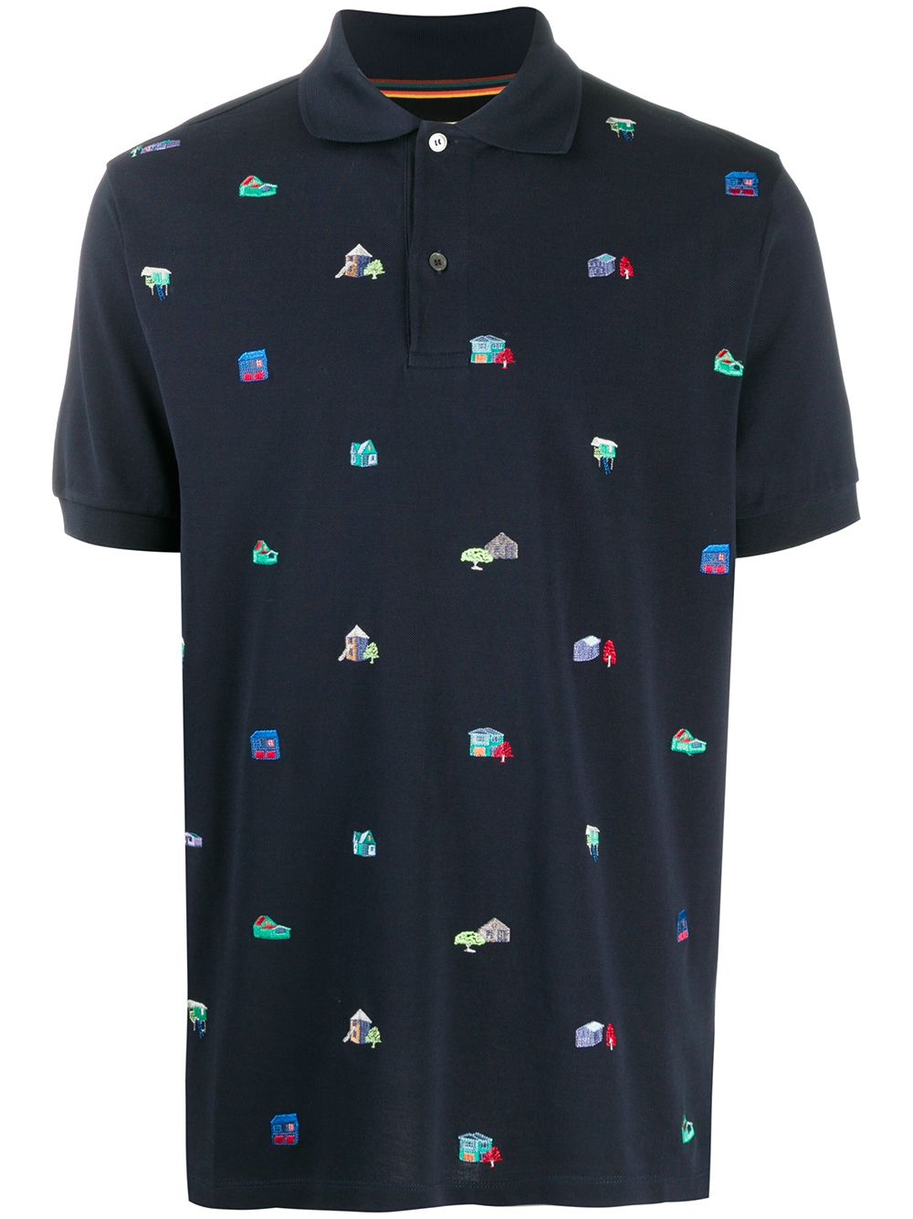 

Paul Smith playera tipo polo con casa bordadas - Azul