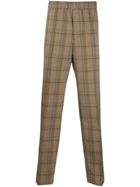 Shop brown Helmut Lang plaid straight-leg trousers with Express ...