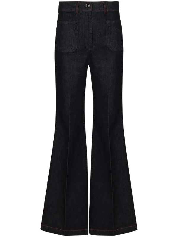 white high rise flare jeans