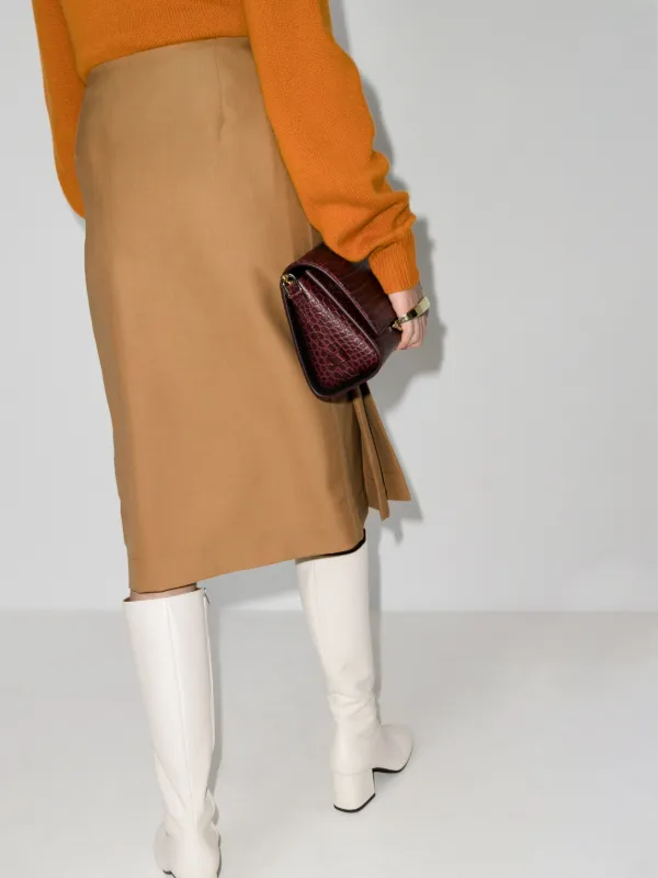 スカート Victoria Beckham Brown midi skirt in wool blend Knitted wool-blend midi skirt in brown - Victoria Beckham