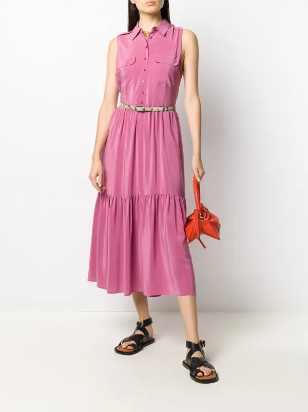 pink silk shirt dress