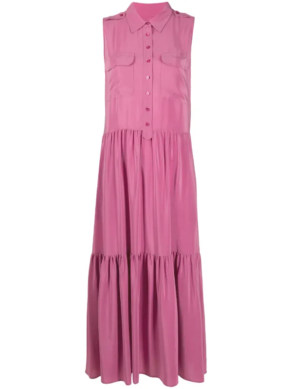pink silk shirt dress