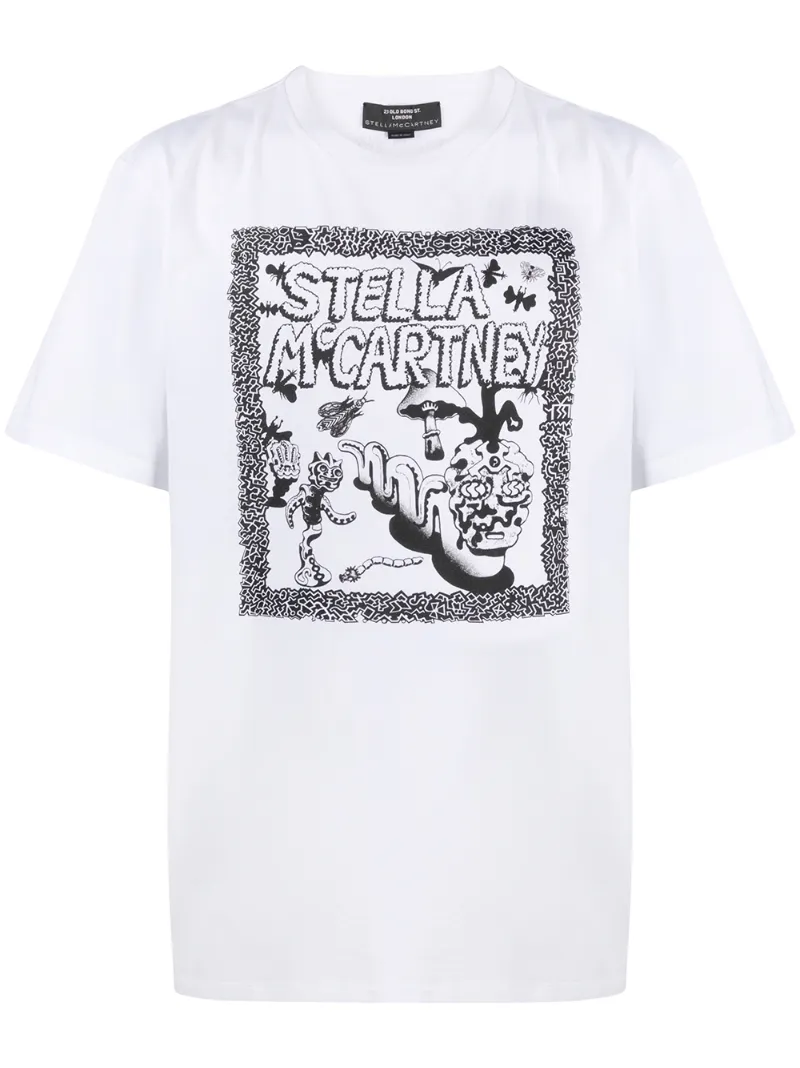 Click to view more detailed imagery on our partner's website Stella Mccartney Carbot Logo-print Organic-cotton Jersey T-shirt In White