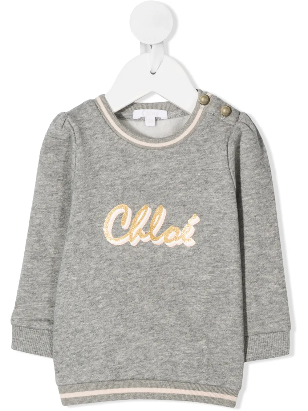 

Chloé Kids suéter con logo estampado - Gris