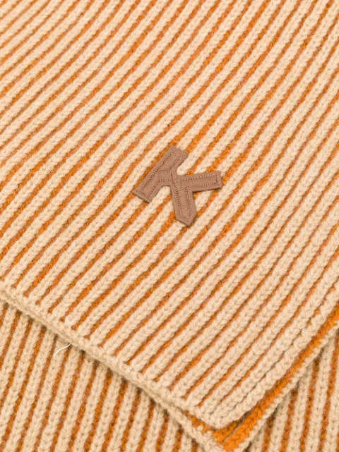 KENZO TWO-TONE RIBBED WOOL SCARF