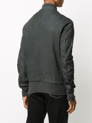 distressed leather bomber jacket展示图