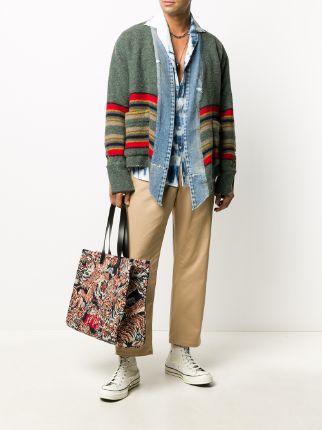 striped denim-trimmed jacket展示图