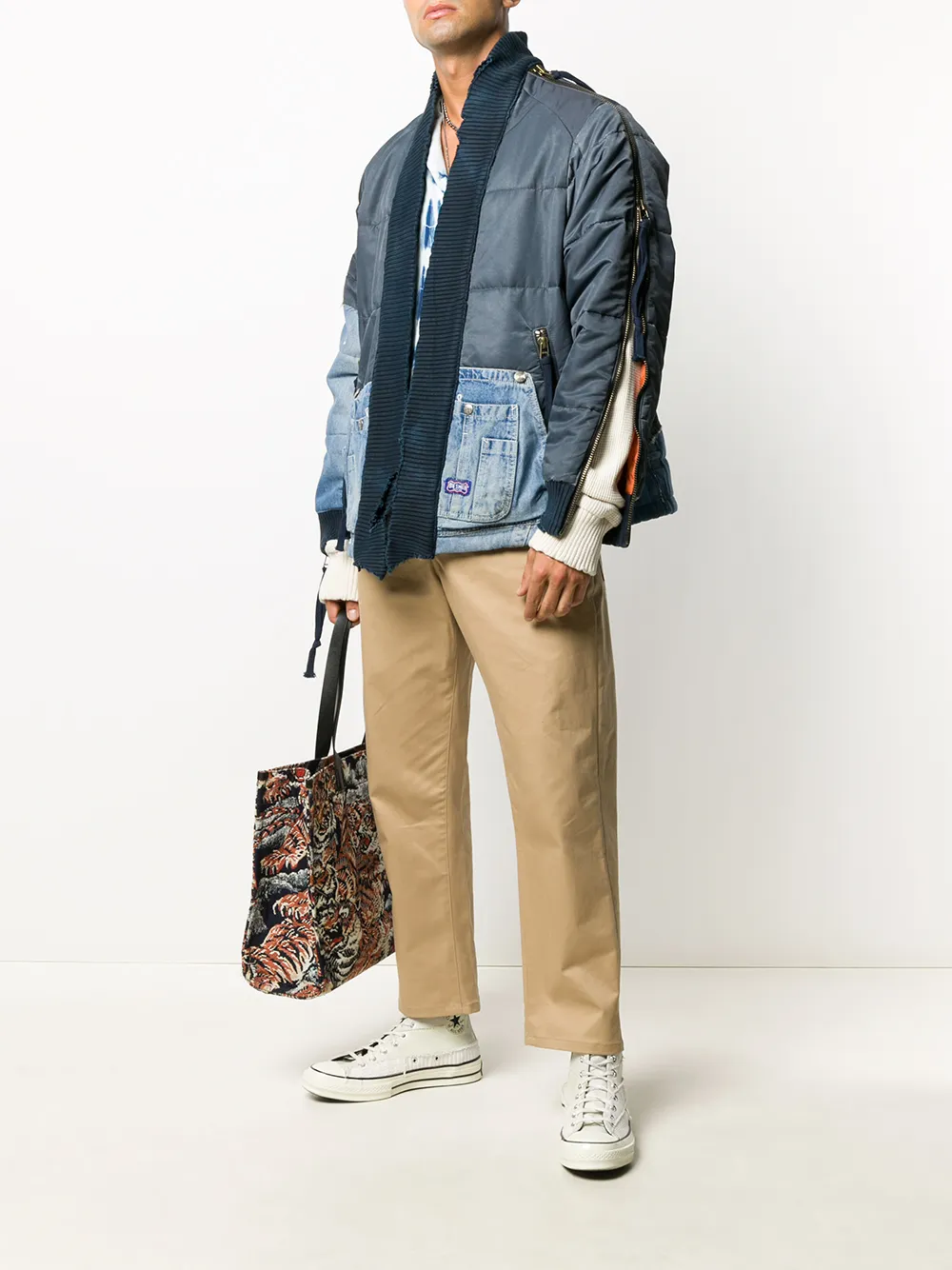 Image 2 of Greg Lauren rib-trimmed panelled jacket