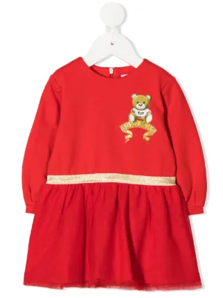 Rosso Farfetch Bambina Abbigliamento Vestiti Vestiti stampati Abito con ricamo 