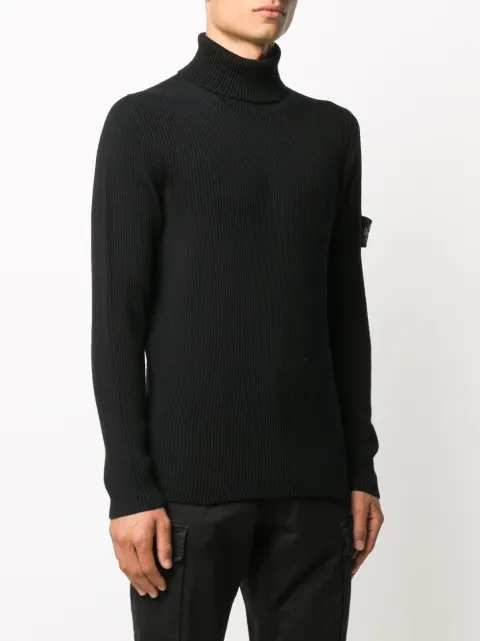 stone island ribbed roll neck jumper