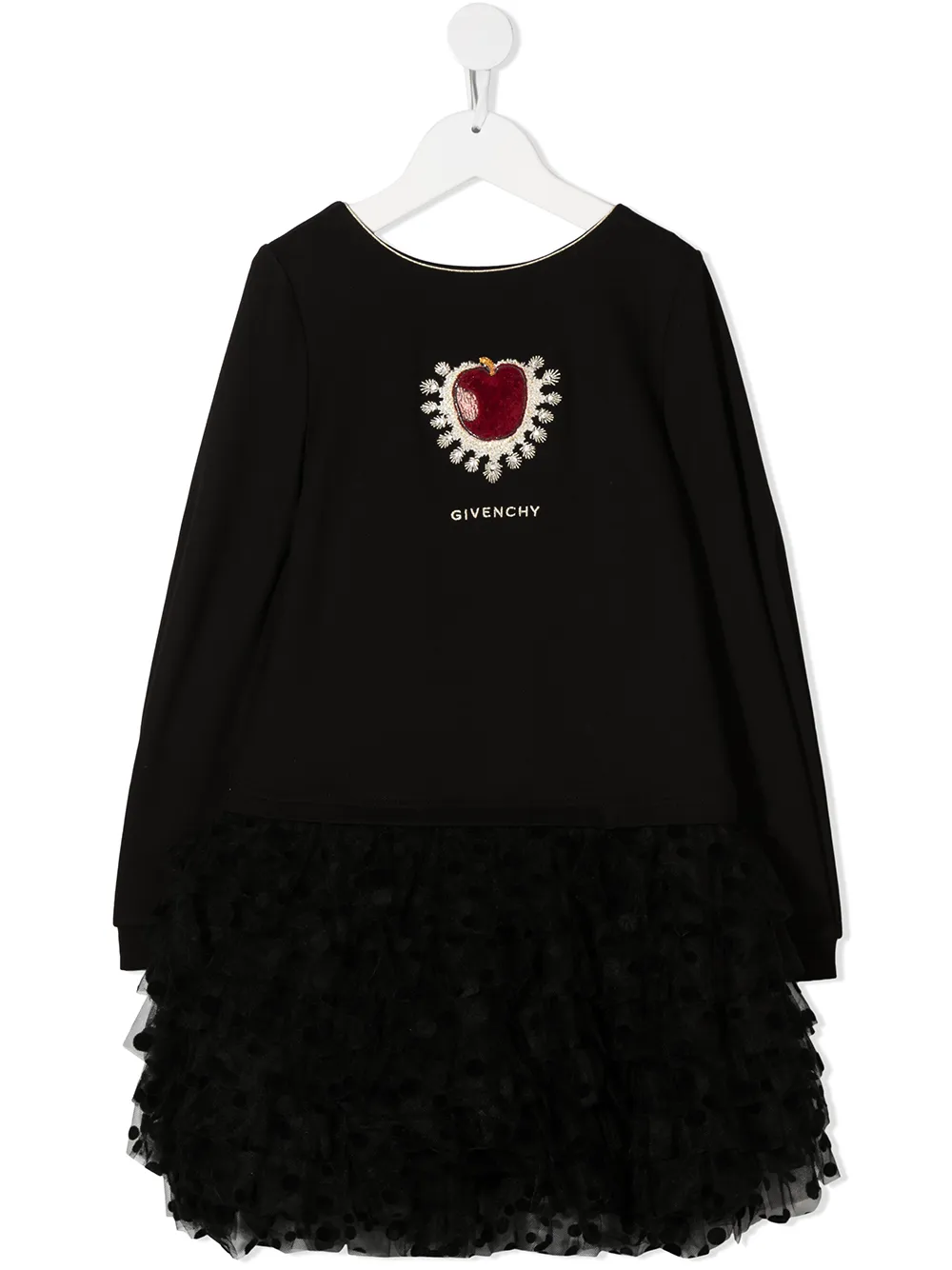 

Givenchy Kids ruffled polka dot hem dress - Black