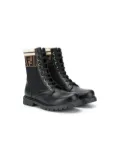 Fendi Kids TEEN lace up FF boots - Black