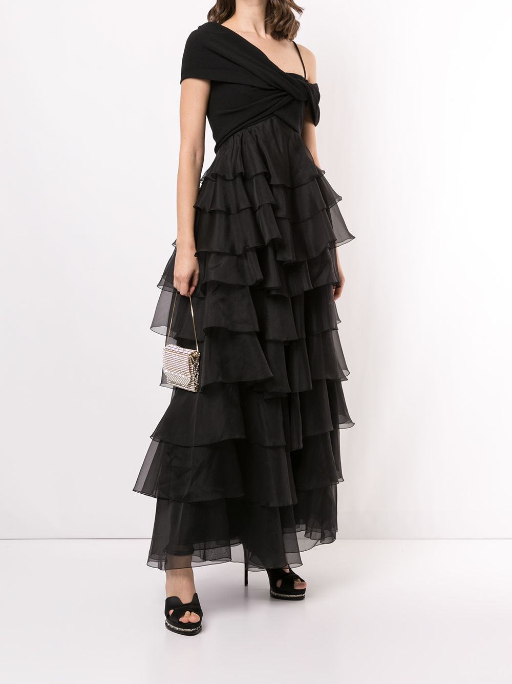Shop Giambattista Valli Ruffled Design Dress In Black