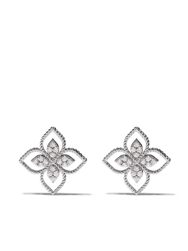 Roberto Coin Princess Flower ダイヤモンド ピアス 18Kホワイト