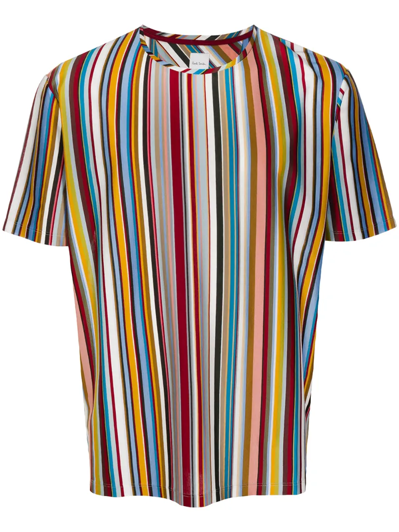 Click to view more detailed imagery on our partner's website Paul Smith Striped Cotton Crew-neck T-shirt In 92 Multi