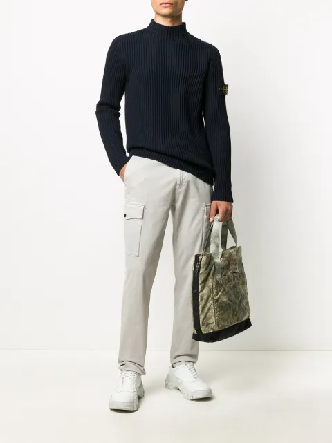 stone island ribbed roll neck jumper