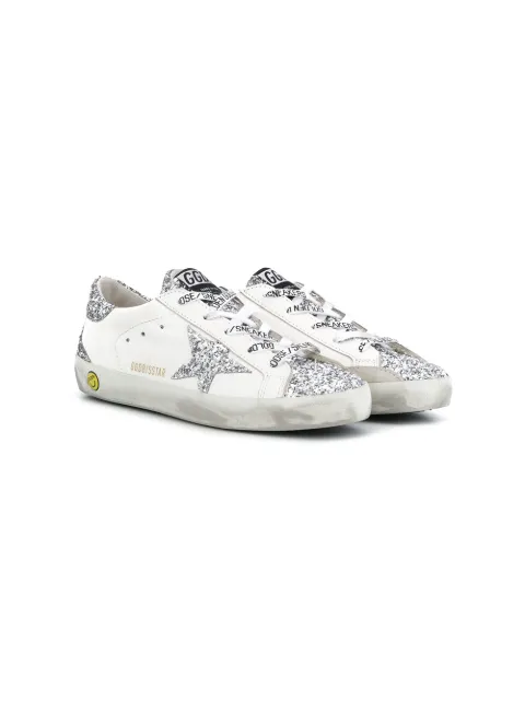 Click to view more detailed imagery on our partner's website Golden Goose Kids' Girl's Superstar Glitter Leather Sneakers In White