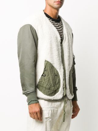 shearling panel bomber jacket展示图