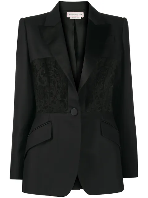 Alexander McQueen blazer con paneles de encaje