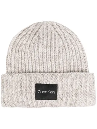 logo-patch chunky-knit beanie 
