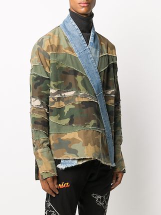 contrast lapel camouflage print jacket展示图