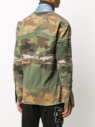 contrast lapel camouflage print jacket展示图