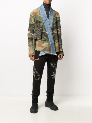 contrast lapel camouflage print jacket展示图