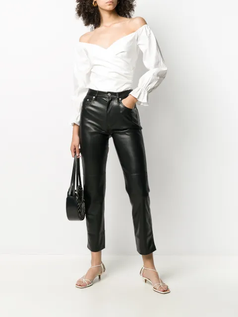 Shop Nanushka faux-leather trousers 