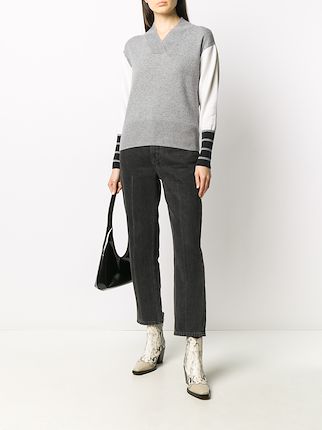 colour-block ribbed collar jumper展示图