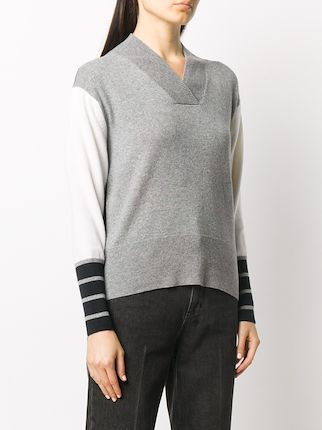 colour-block ribbed collar jumper展示图