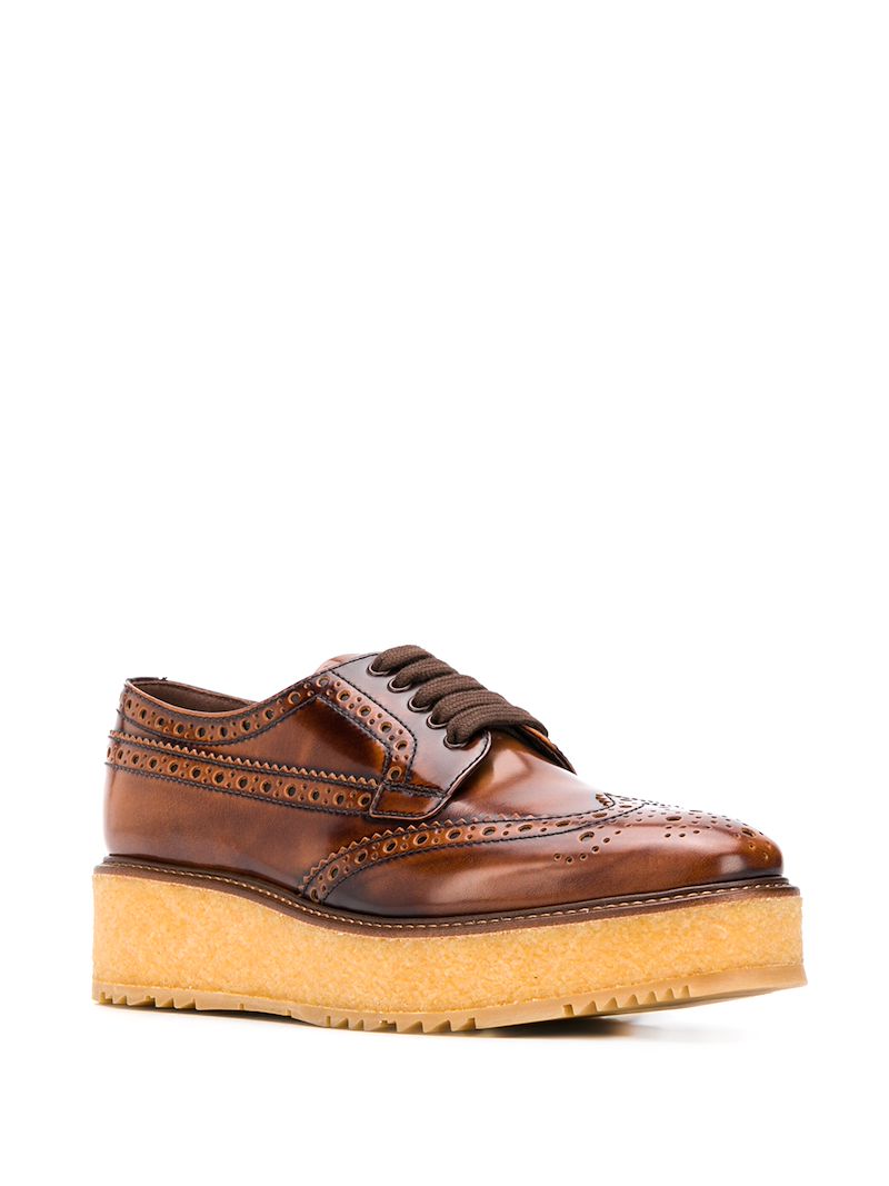 PRADA FLATFORM LEATHER BROGUES
