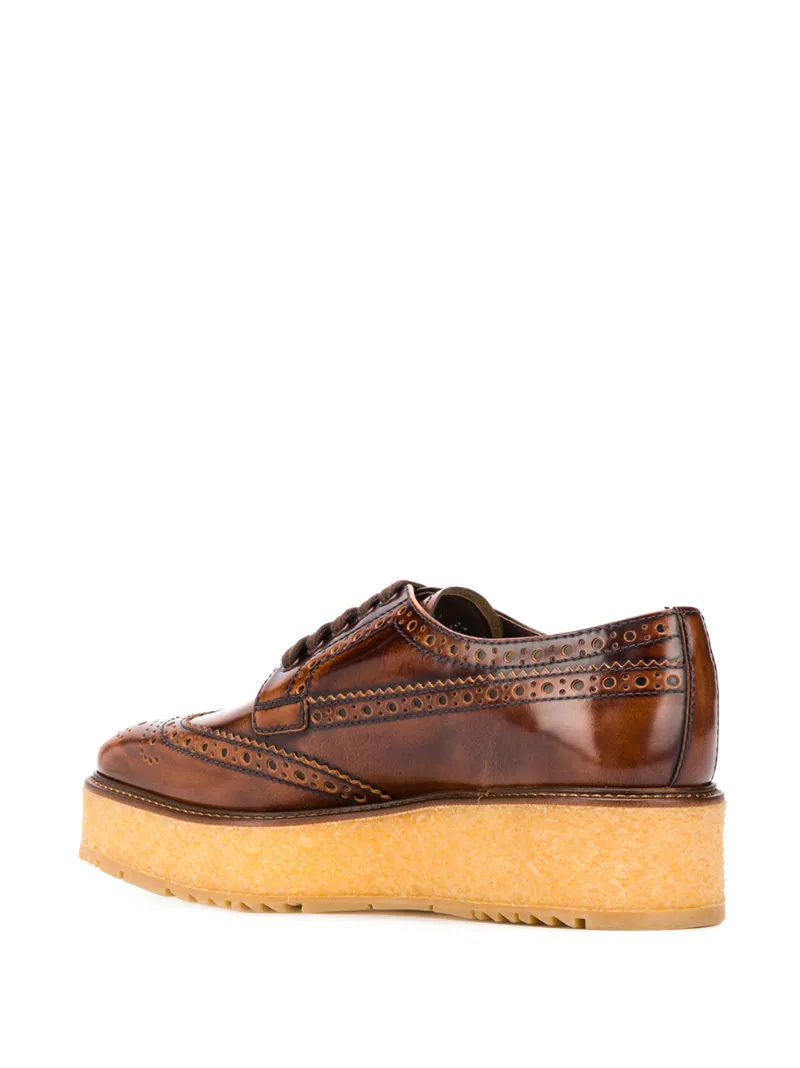 PRADA FLATFORM LEATHER BROGUES