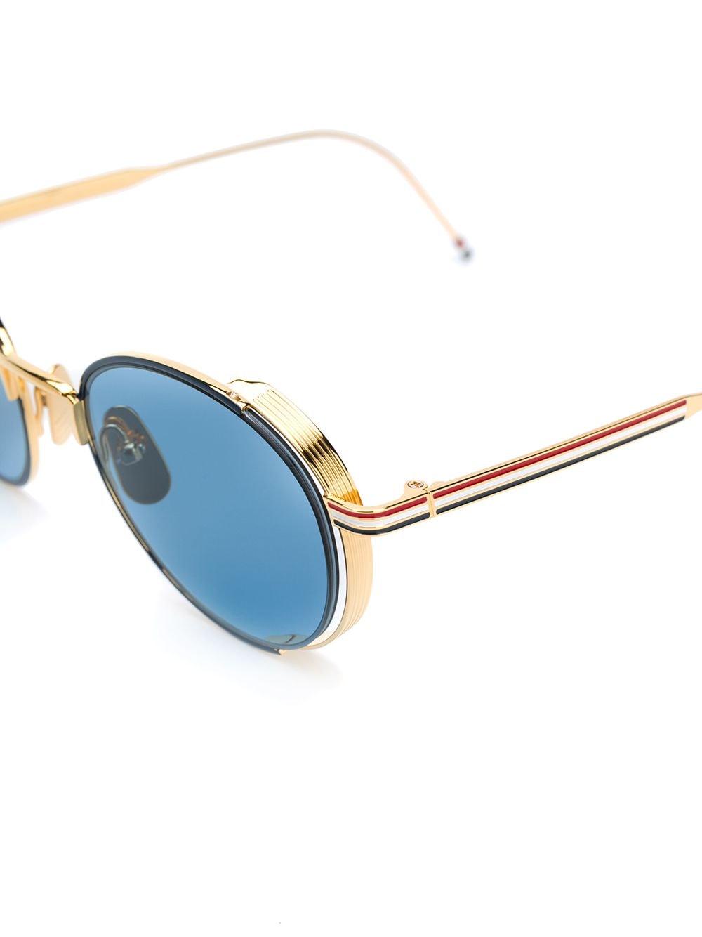 Shop Thom Browne Round Frame Tinted Sunglasses In Gold