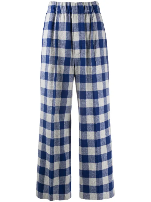 plaid print trousers
