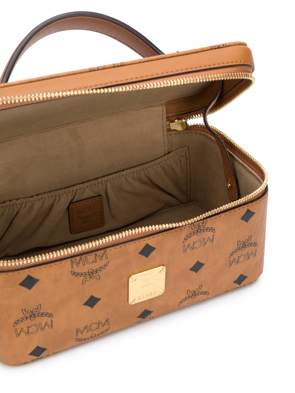 MCM Box tas met logoprint Bruin