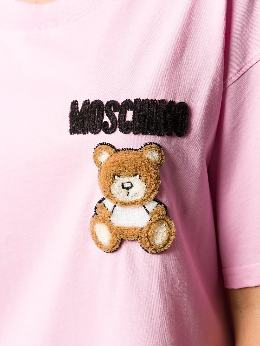 фото Moschino платье-футболка с аппликацией из тюля