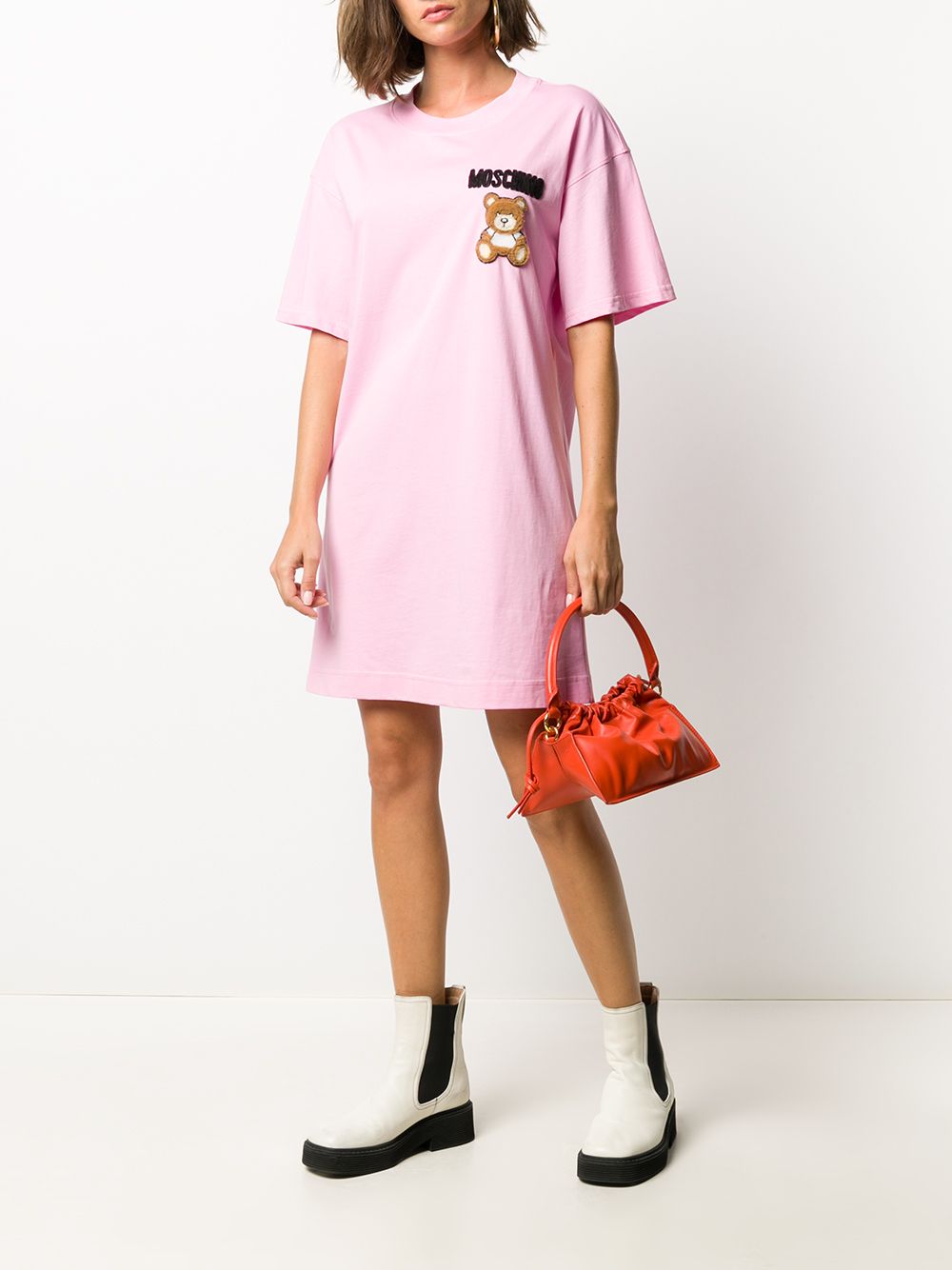 фото Moschino платье-футболка с аппликацией из тюля