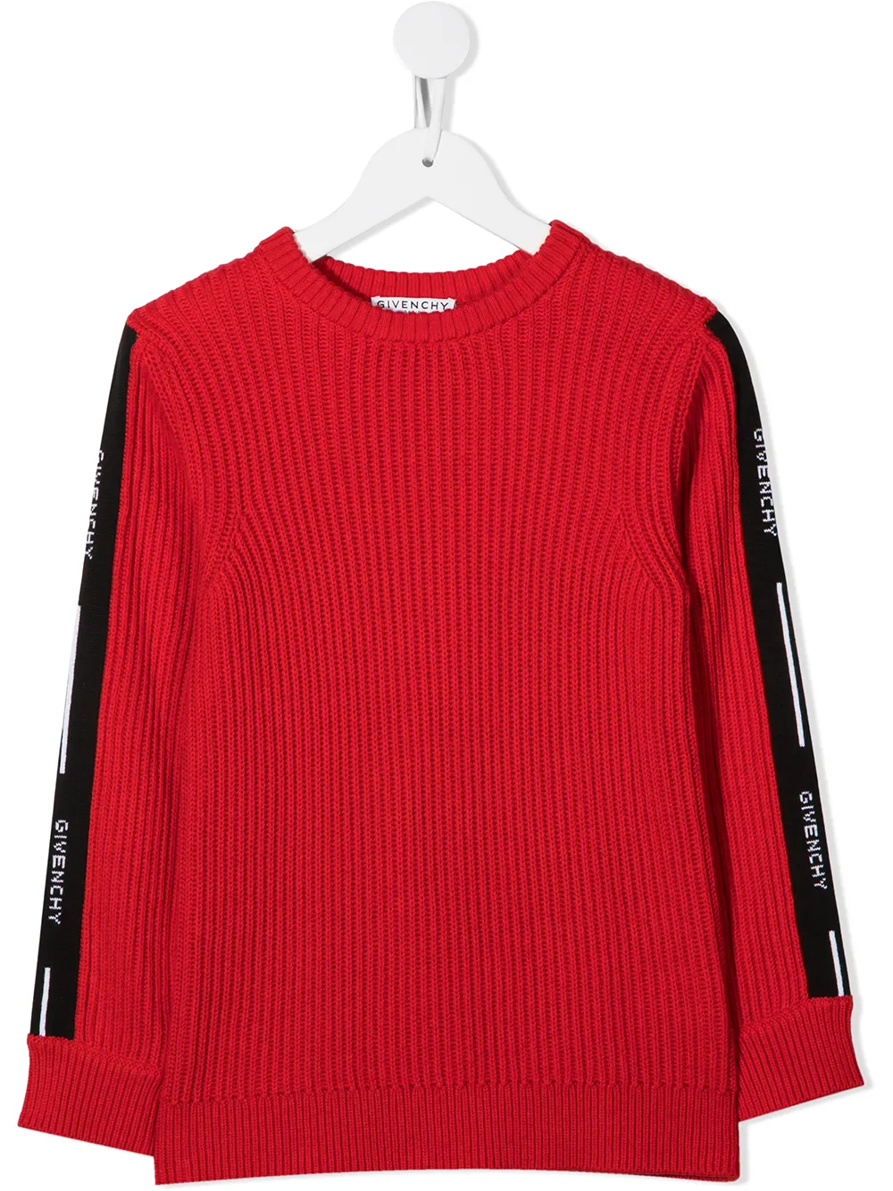 

Givenchy Kids logo stripe ribbed jumper - Red