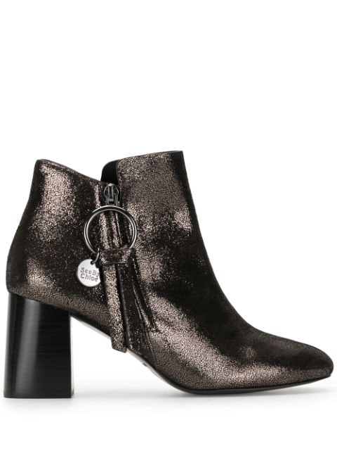 See By Chloé Metallic Ankle Boots In Gold