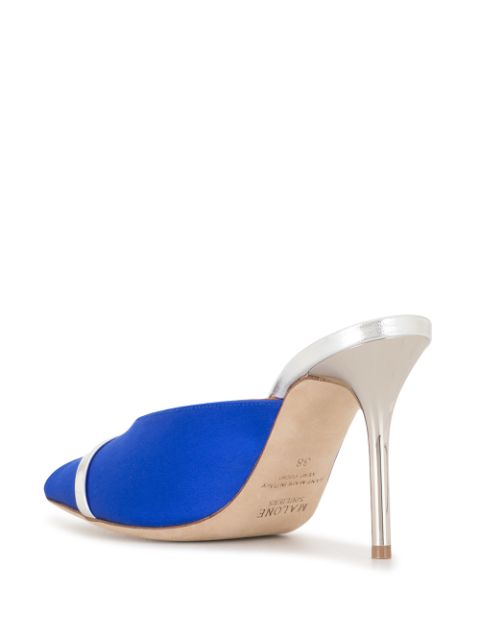 Shop Malone Souliers Lucia 85mm Satin Mules In Blue