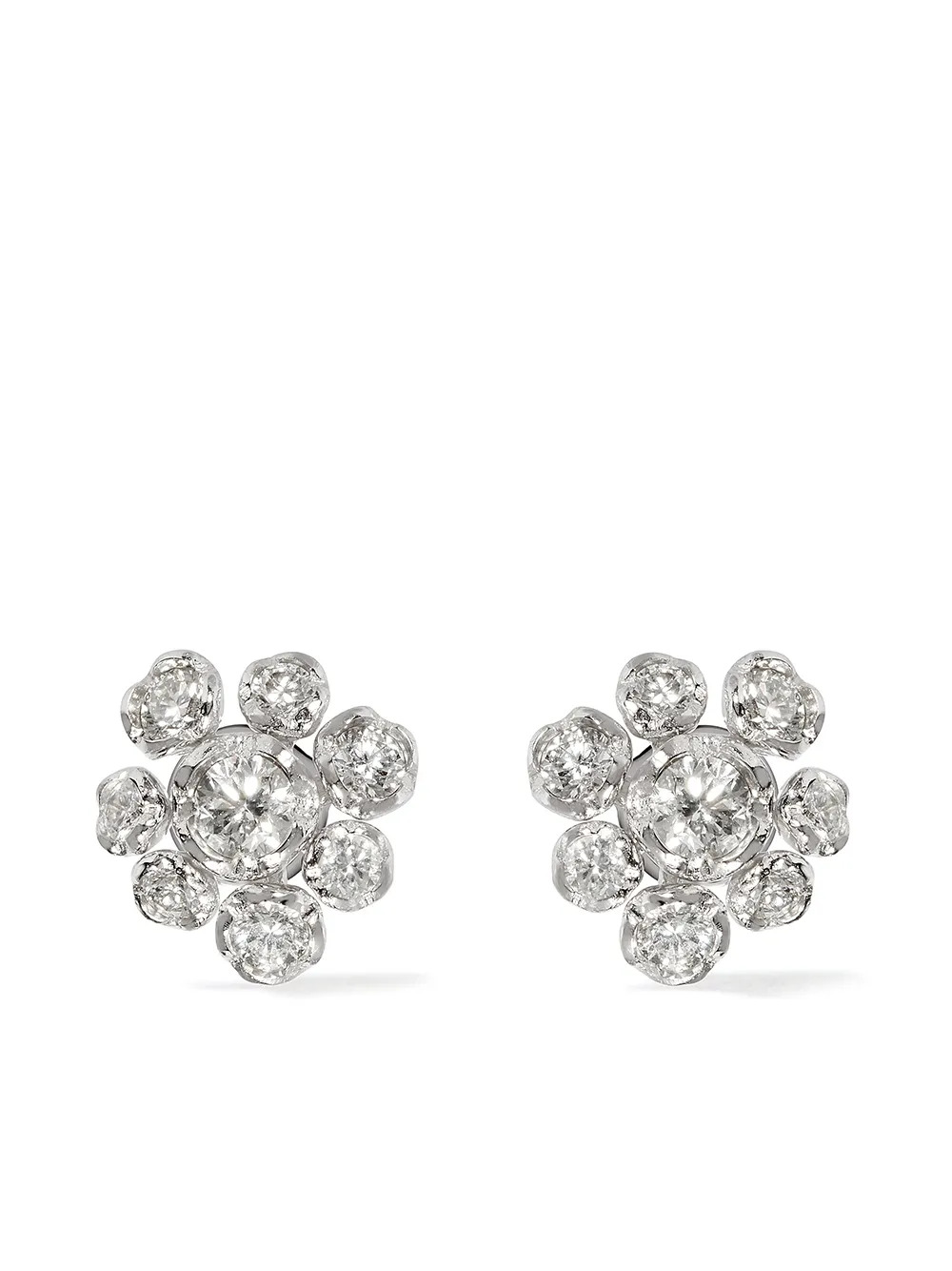 puces d'oreilles Marguerite en or blanc 18ct et diamant