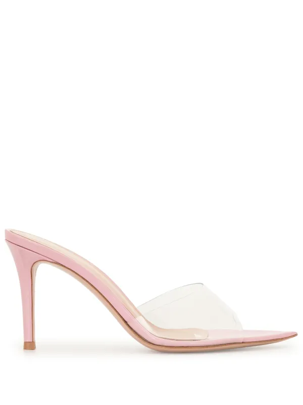 Gianvito Rossi ALISE シルバーミュール Silver Transparent Leather Block Mule