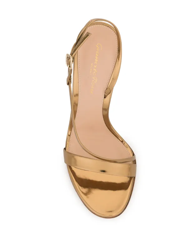 strappy gold wedges