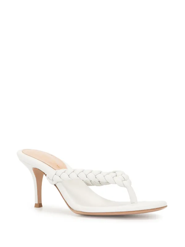 靴 Gianvito Rossi TROPEA 05 Gianvito Rossi 70mm Tropea Braided Thong Sandals | White | FARFETCH