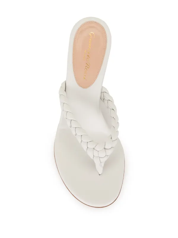 靴 Gianvito Rossi TROPEA 05 Gianvito Rossi 70mm Tropea Braided Thong Sandals | White | FARFETCH