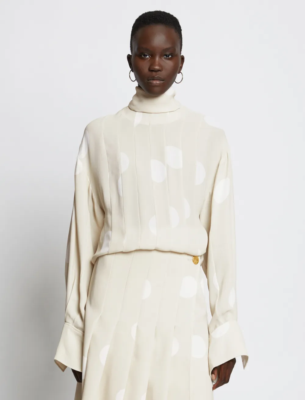 Image of Proenza Schouler Broken Dot Neckerchief Top  ecru/white dot/yellow